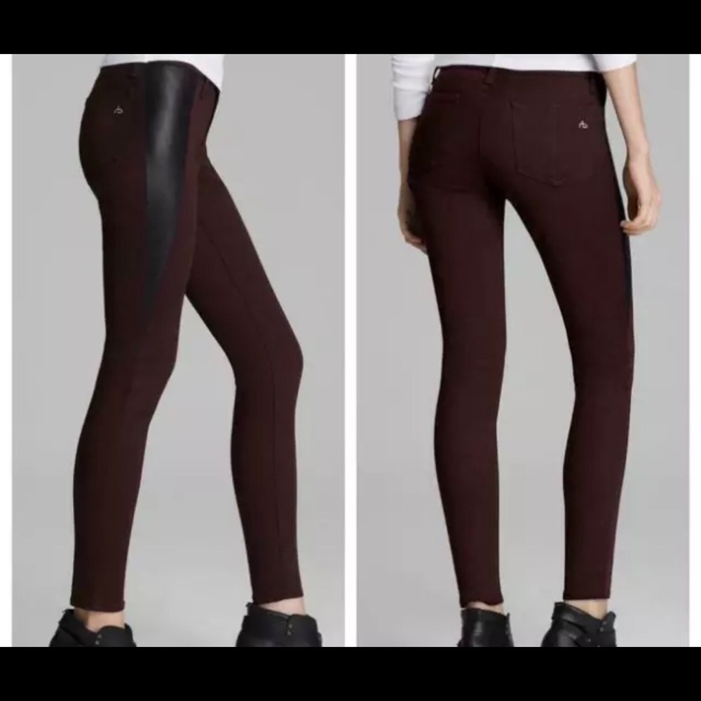 Rag & bone women’s wine lamb leather panel jeans size 31